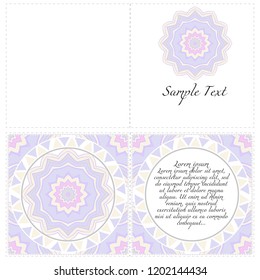 Vintage Invitation card with Mandala pattern. The front and rear side. Beautiful Ornament. Vector illustration