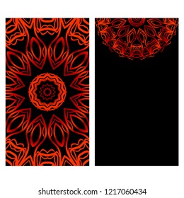 Vintage Invitation card with Mandala pattern. The front and rear side. Beautiful Ornament. Vector illustration.