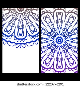 Vintage Invitation card with Mandala pattern. The front and rear side. Beautiful Ornament. Vector illustration.