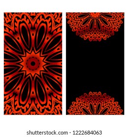 Vintage Invitation card with Mandala pattern. The front and rear side. Beautiful Ornament. Vector illustration.
