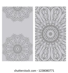 Vintage Invitation card with Mandala pattern. The front and rear side. Beautiful Ornament. Vector illustration.