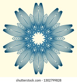 Vintage Invitation Card With Mandala Pattern. Decorative Elements. Vector Illustration. Anti-Stress Therapy Pattern. White blue colour.