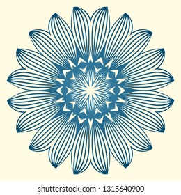 Vintage Invitation Card With Mandala Pattern. Decorative Elements. Vector Illustration. Anti-Stress Therapy Pattern. White blue colour.
