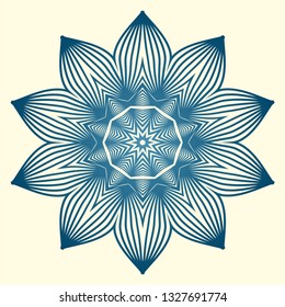Vintage Invitation Card With Mandala Pattern. Decorative Elements. Vector Illustration. Anti-Stress Therapy Pattern. White blue colour.