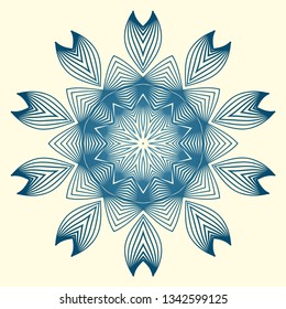 Vintage Invitation Card With Mandala Pattern. Decorative Elements. Vector Illustration. Anti-Stress Therapy Pattern. White blue colour.