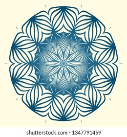 Vintage Invitation Card With Mandala Pattern. Decorative Elements. Vector Illustration. Anti-Stress Therapy Pattern. White blue colour.