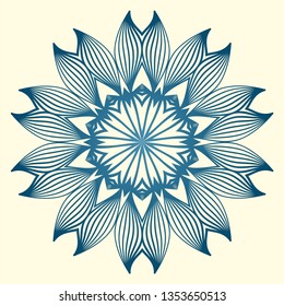 Vintage Invitation Card With Mandala Pattern. Decorative Elements. Vector Illustration. Anti-Stress Therapy Pattern. White blue colour.