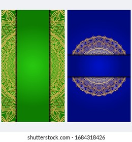 Vintage Einladung Karte mit Mandala Muster. Die Vorder- und Rückseite. Schönes Ornament. Vektorillustration.
