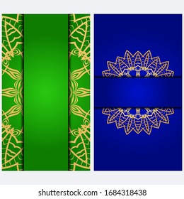 Vintage Invitation card with Mandala pattern. The front and rear side. Beautiful Ornament. Vector illustration.