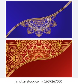 Vintage Invitation card with Mandala pattern. The front and rear side. Beautiful Ornament. Vector illustration.