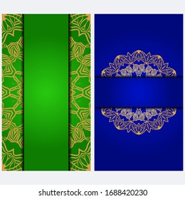 Vintage Invitation card with Mandala pattern. The front and rear side. Beautiful Ornament. Vector illustration.