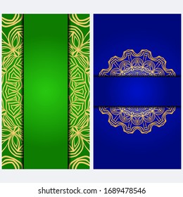 Vintage Invitation card with Mandala pattern. The front and rear side. Beautiful Ornament. Vector illustration.