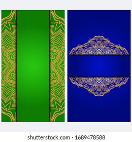 Vintage Invitation card with Mandala pattern. The front and rear side. Beautiful Ornament. Vector illustration.
