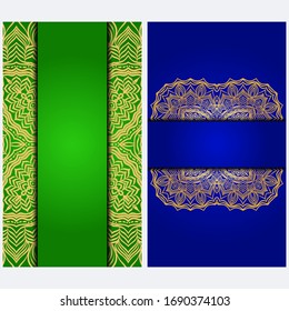 Vintage Invitation card with Mandala pattern. The front and rear side. Beautiful Ornament. Vector illustration.