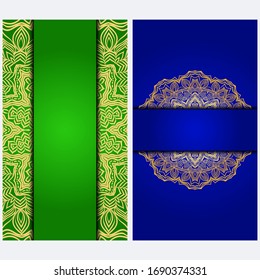 Vintage Einladung Karte mit Mandala Muster. Die Vorder- und Rückseite. Schönes Ornament. Vektorillustration.