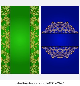 Vintage Einladung Karte mit Mandala Muster. Die Vorder- und Rückseite. Schönes Ornament. Vektorillustration.