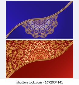 Vintage Invitation card with Mandala pattern. The front and rear side. Beautiful Ornament. Vector illustration.