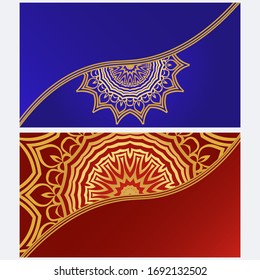 Vintage Einladung Karte mit Mandala Muster. Die Vorder- und Rückseite. Schönes Ornament.  Vektorgrafik.