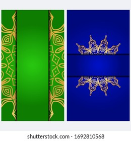 Vintage Invitation card with Mandala pattern. The front and rear side. Beautiful Ornament. Vector illustration.