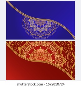 Vintage Invitation card with Mandala pattern. The front and rear side. Beautiful Ornament. Vector illustration.