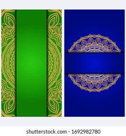 Vintage Einladung Karte mit Mandala Muster. Die Vorder- und Rückseite. Schönes Ornament. Vektorillustration.