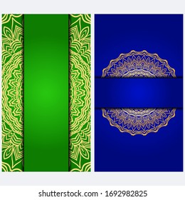 Vintage Invitation card with Mandala pattern. The front and rear side. Beautiful Ornament. Vector illustration.