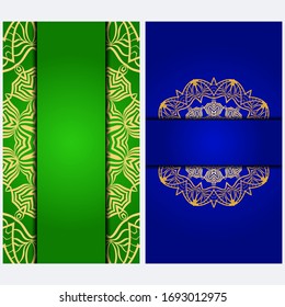 Vintage Invitation card with Mandala pattern. The front and rear side. Beautiful Ornament. Vector illustration.