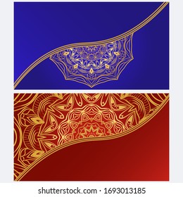 Vintage Invitation card with Mandala pattern. The front and rear side. Beautiful Ornament. Vector illustration.