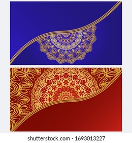Vintage Invitation card with Mandala pattern. The front and rear side. Beautiful Ornament. Vector illustration.
