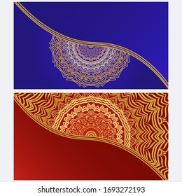Vintage Einladung Karte mit Mandala Muster. Die Vorder- und Rückseite. Schönes Ornament. Vektorillustration.