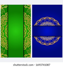 Vintage Invitation card with Mandala pattern. The front and rear side. Beautiful Ornament. Vector illustration.