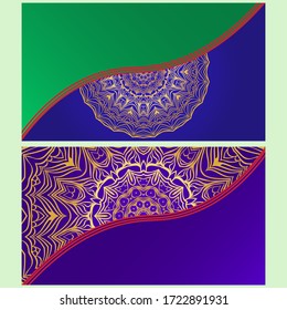 Vintage Invitation card with Mandala pattern. The front and rear side. Beautiful Ornament. Vector illustration.