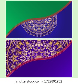 Vintage Invitation card with Mandala pattern. The front and rear side. Beautiful Ornament. Vector illustration.