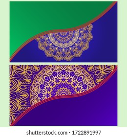 Vintage Invitation card with Mandala pattern. The front and rear side. Beautiful Ornament. Vector illustration.