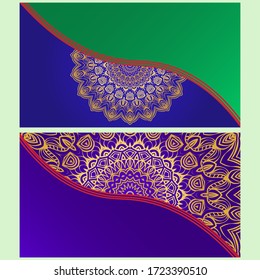 Vintage Invitation card with Mandala pattern. The front and rear side. Beautiful Ornament. Vector illustration.