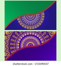 Vintage Invitation card with Mandala pattern. The front and rear side. Beautiful Ornament. Vector illustration.