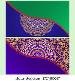 Vintage Invitation card with Mandala pattern. The front and rear side. Beautiful Ornament. Vector illustration.