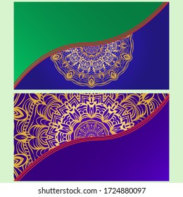 Vintage Invitation card with Mandala pattern. The front and rear side. Beautiful Ornament. Vector illustration.