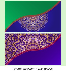 Vintage Invitation card with Mandala pattern. The front and rear side. Beautiful Ornament. Vector illustration.