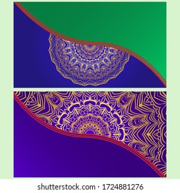 Vintage Invitation card with Mandala pattern. The front and rear side. Beautiful Ornament. Vector illustration.