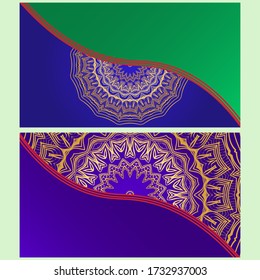 Vintage Invitation card with Mandala pattern. The front and rear side. Beautiful Ornament. Vector illustration.