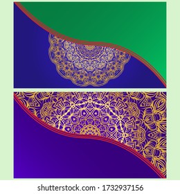 Vintage Einladung Karte mit Mandala Muster. Vorder- und Rückseite. Schönes Ornament. Vector-Abbildung.