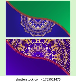 Vintage Einladung Karte mit Mandala Muster. Vorder- und Rückseite. Schönes Ornament. Vector-Abbildung.