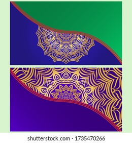 Tarjeta de invitación de época con patrón de Mandala. El lado delantero y el trasero. Hermoso Ornamento. Ilustración vectorial.