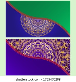 Vintage Einladung Karte mit Mandala Muster. Vorder- und Rückseite. Schönes Ornament. Vector-Abbildung.