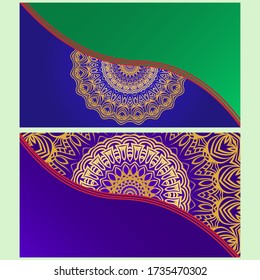 Vintage Invitation card with Mandala pattern. The front and rear side. Beautiful Ornament. Vector illustration.