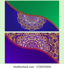Tarjeta de invitación de época con patrón de Mandala. El lado delantero y el trasero. Hermoso Ornamento. Ilustración vectorial.