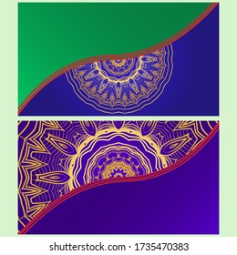 Vintage Invitation card with Mandala pattern. The front and rear side. Beautiful Ornament. Vector illustration.