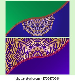 Tarjeta de invitación de época con patrón de Mandala. El lado delantero y el trasero. Hermoso Ornamento. Ilustración vectorial.