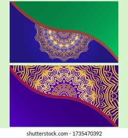 Vintage Invitation card with Mandala pattern. The front and rear side. Beautiful Ornament. Vector illustration.